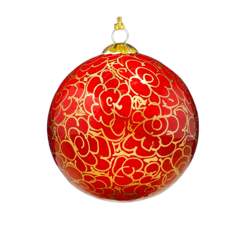 Enchanted Red & Gold Swirls - Christmas Bauble