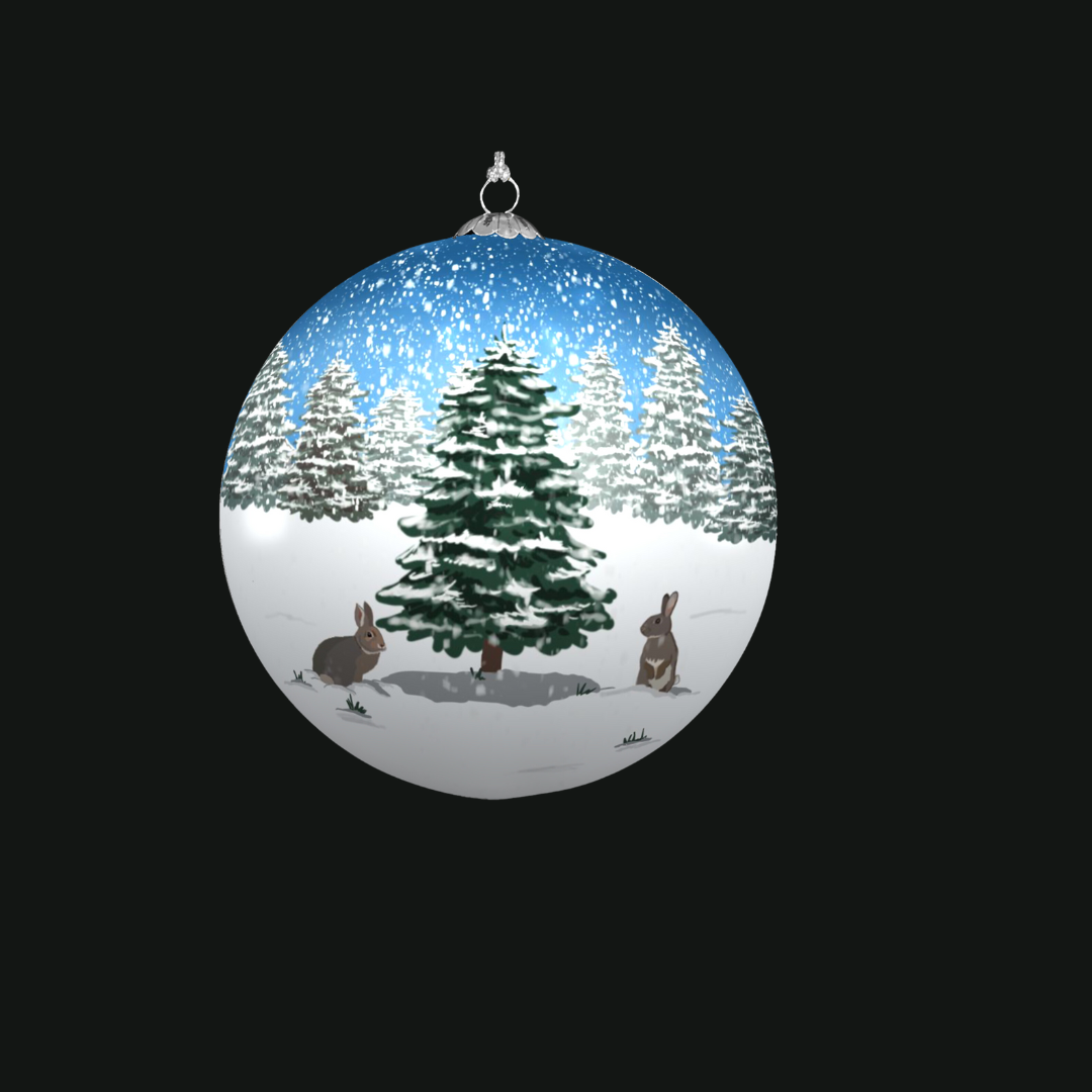 Snow Bunnies Christmas Bauble for Christmas tree decorations