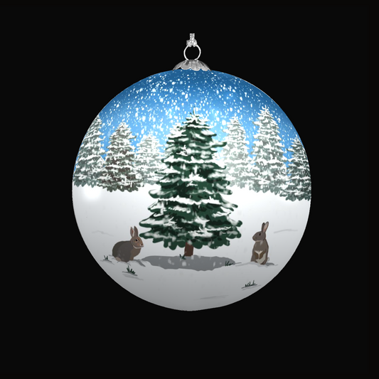 Snow Bunnies Christmas Bauble for Christmas tree decorations
