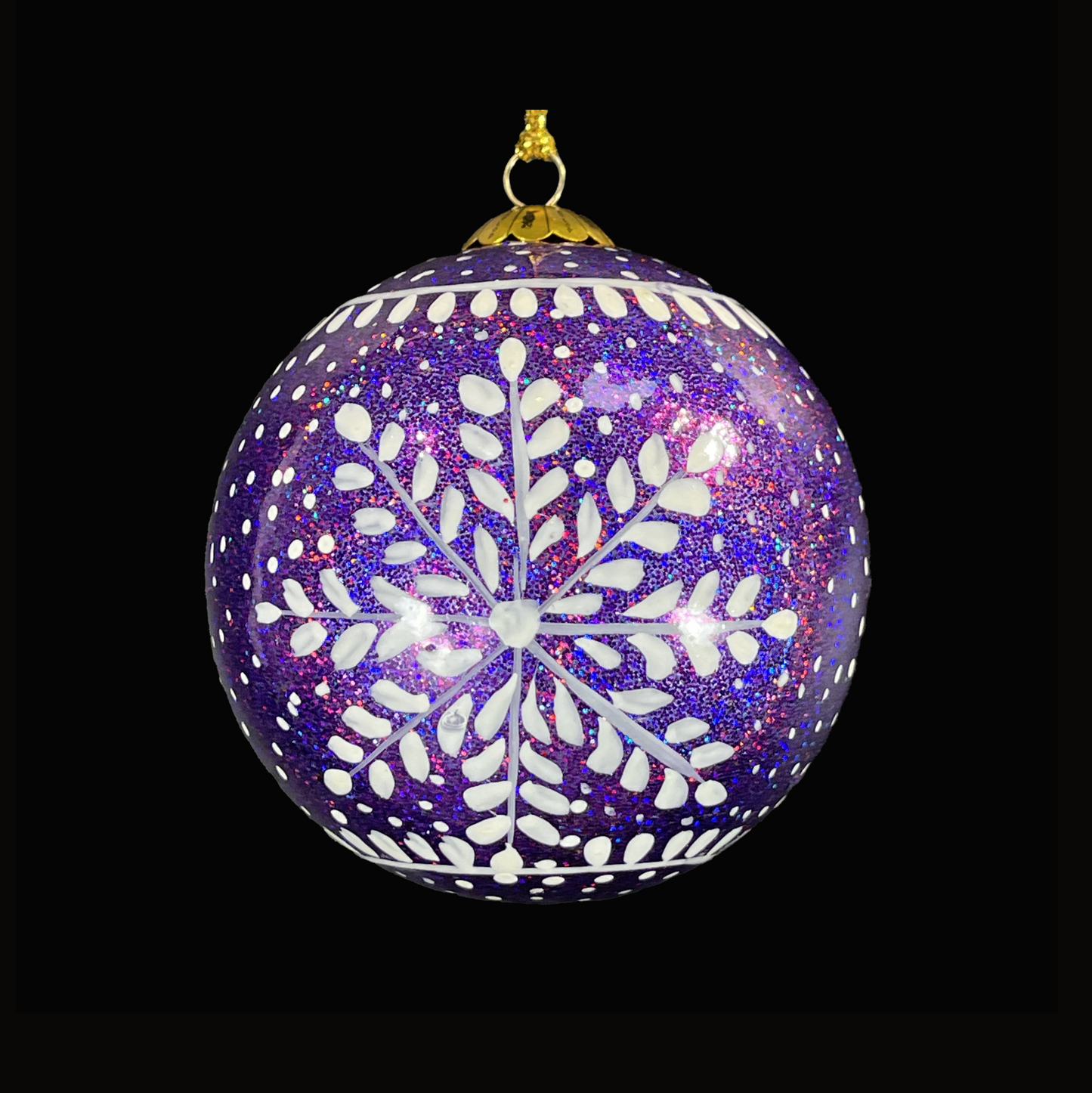 3-Inch Frozen Purple Handmade Christmas Bauble – Eco-Friendly Christmas Tree Decoration from Kashmir