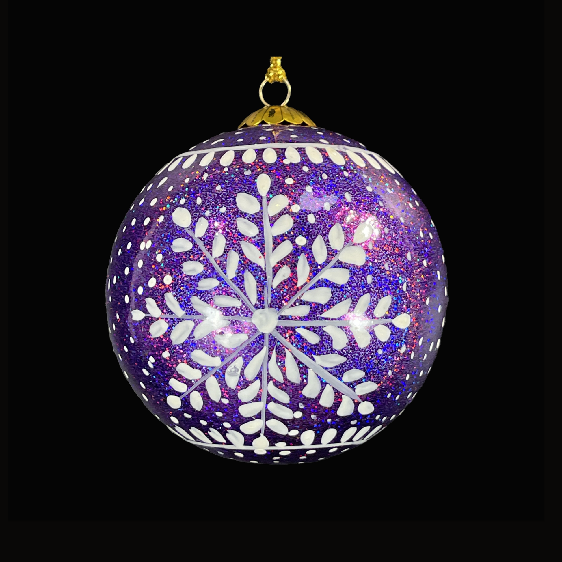 3-Inch Frozen Purple Handmade Christmas Bauble – Eco-Friendly Christmas Tree Decoration from Kashmir