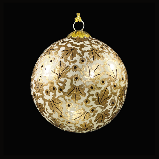 Golden Leaf - White Christmas Bauble for Christmas tree decorations