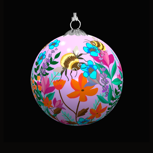 Lavender Bee Garden Christmas Bauble for Christmas tree decorations