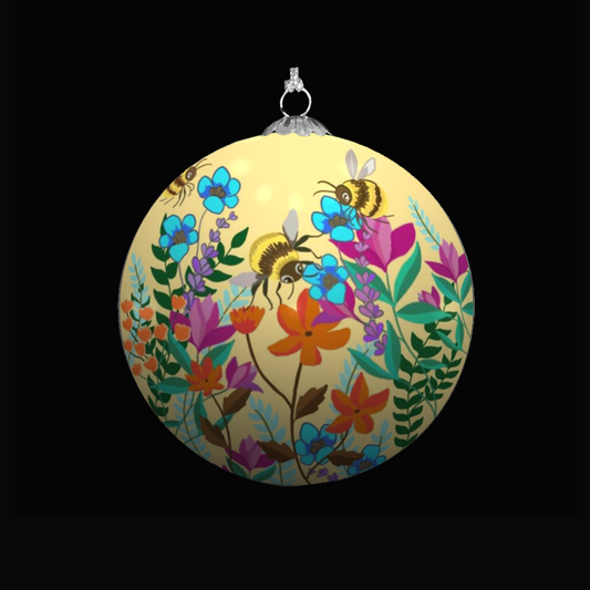 Cream Bee Garden Christmas Bauble for Christmas tree decorations