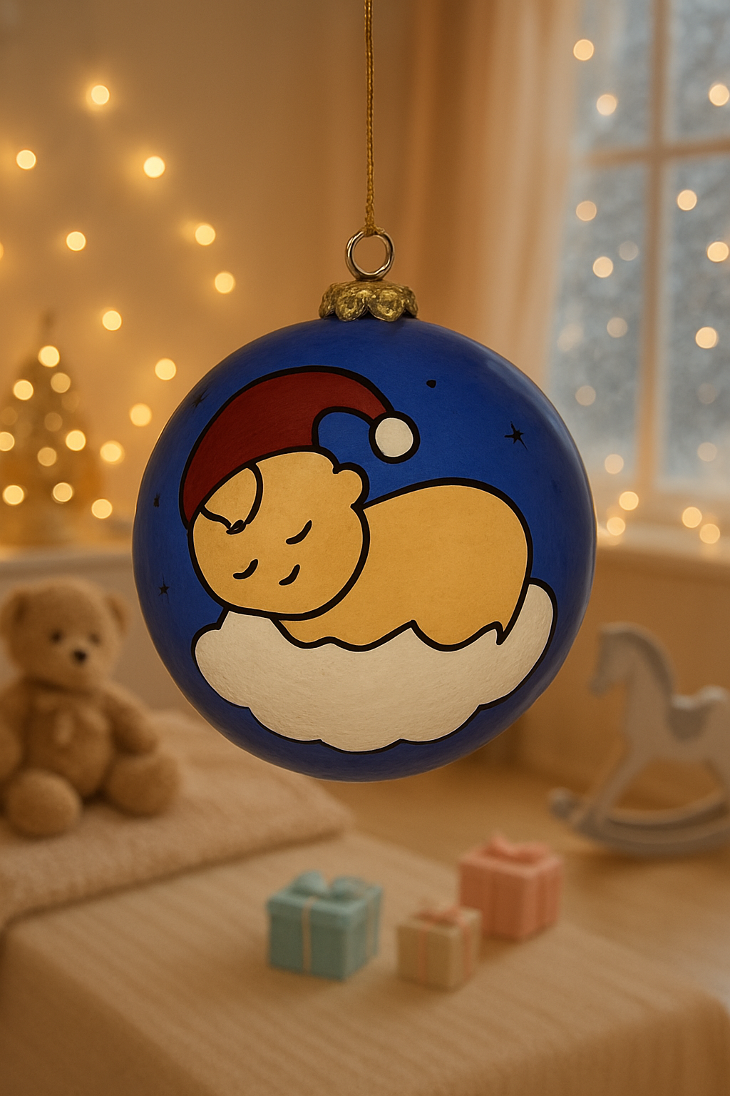 3-Inch Baby’s First Christmas Handmade Christmas Bauble – Elegant Blue Keepsake Ornament