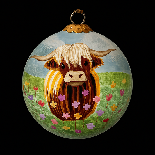 3-Inch Scottish Highland Cow Christmas Ornament – Handmade Decoration & Christmas Gift for Mom