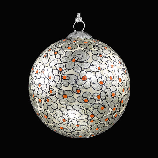 3-Inch Tangerine Dreams Handmade Christmas Bauble – Elegant Silver & Orange Ornament