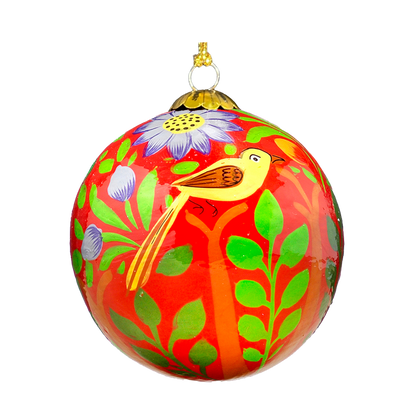 Birds of Paradise Red Christmas Bauble for Christmas tree decorations