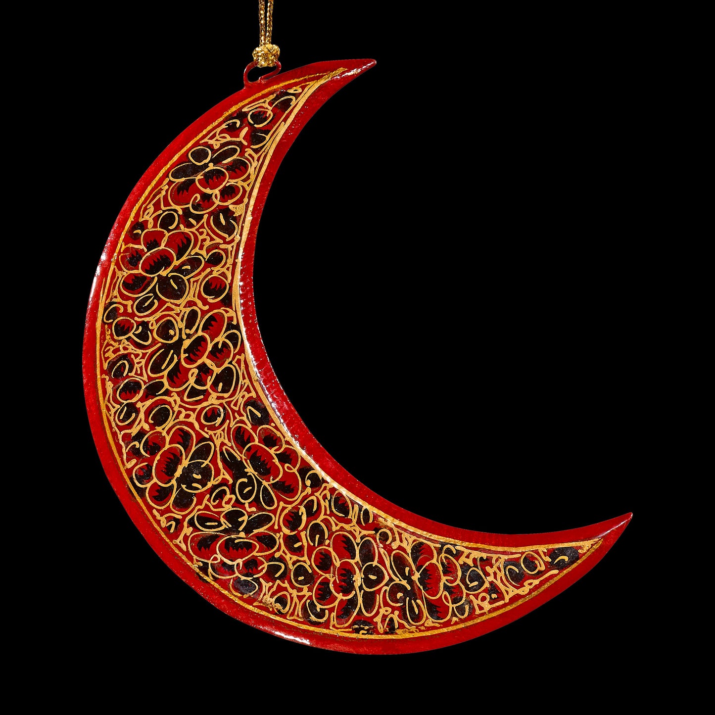 Assorted Crescent Moon (Wood) Christmas Ornaments- Set of 3