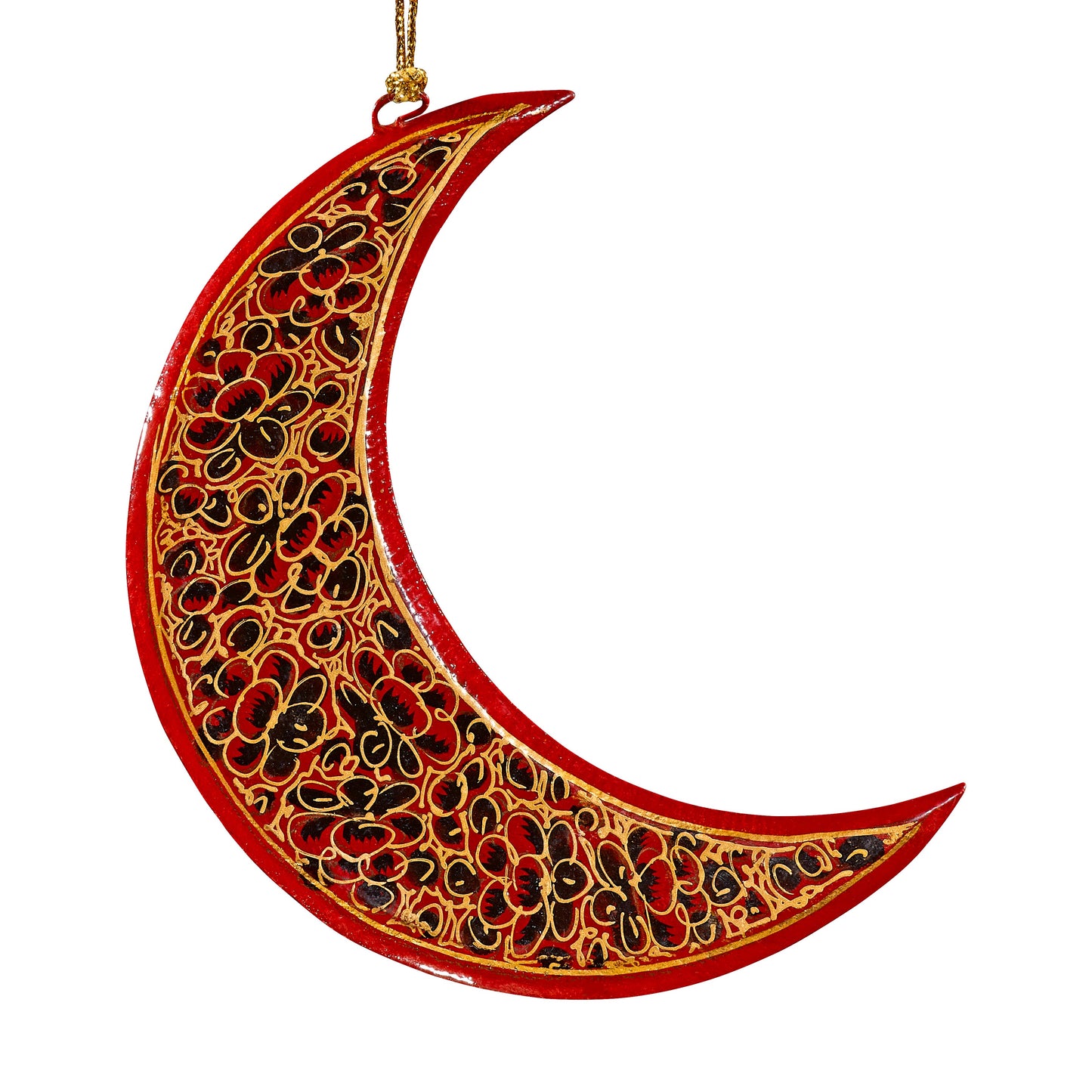 Assorted Crescent Moon (Wood) Christmas Ornaments- Set of 3
