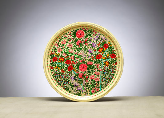 Hand Painted Circular Tray from Kashmir