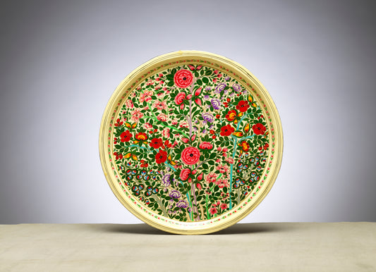 Hand-Painted Circular Tray 10" – Home Decor Accent