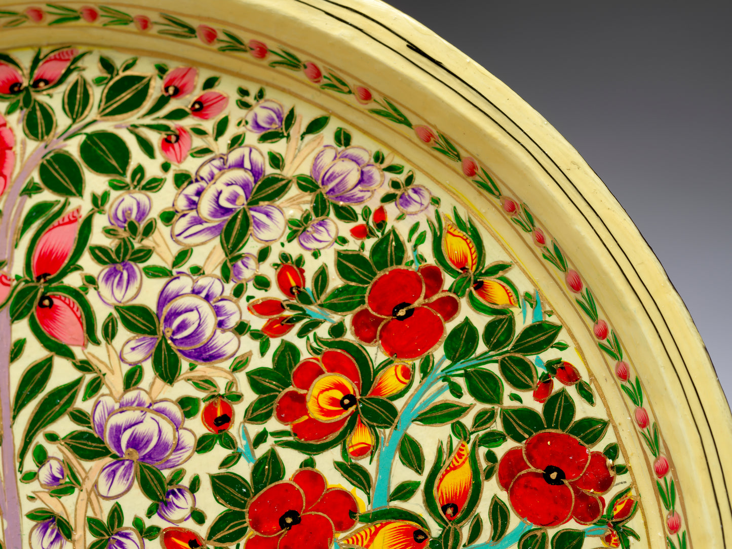 Hand-Painted Circular Tray 10" – Home Decor Accent