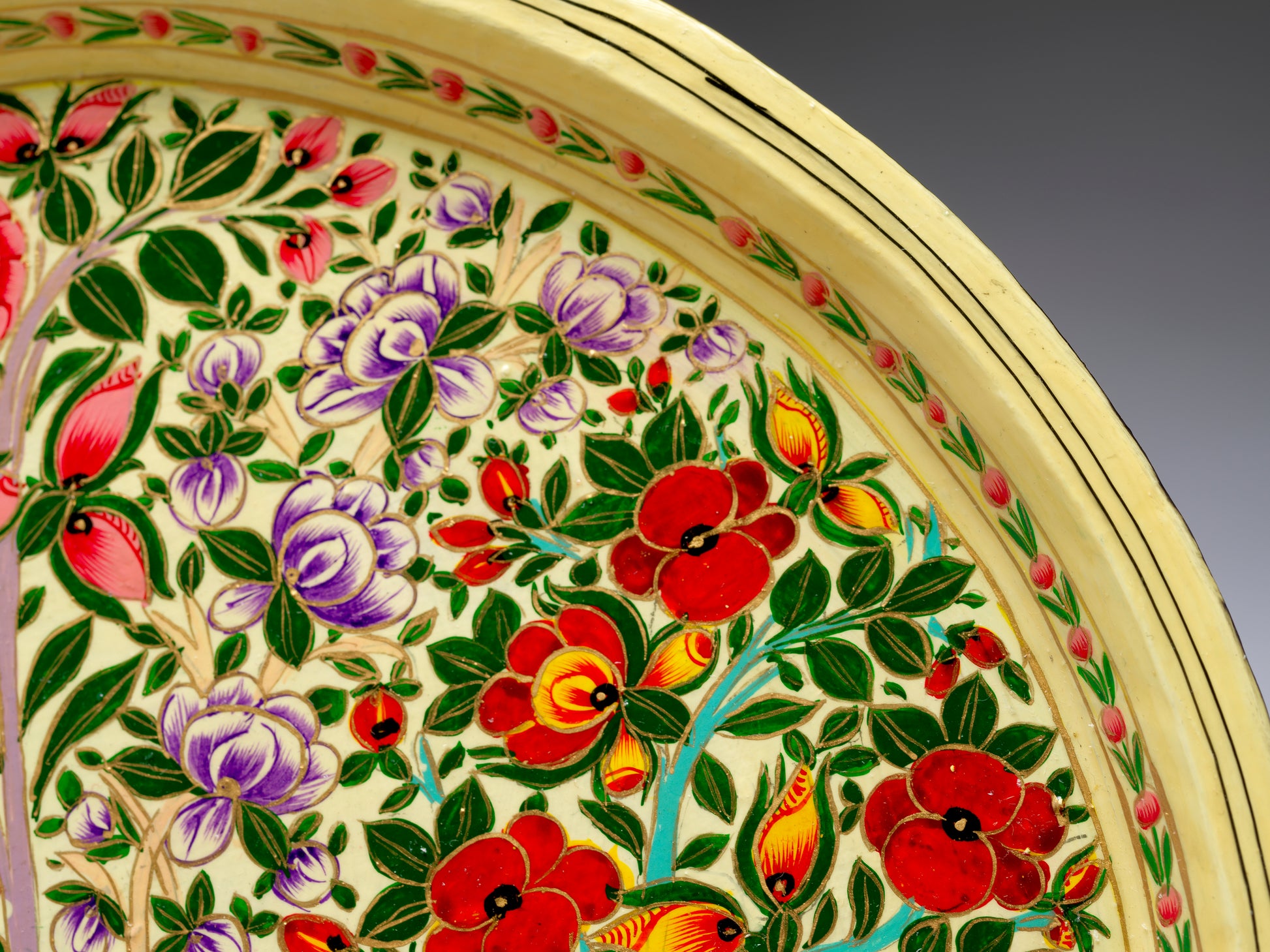 Hand-Painted Circular Tray 10" – Home Decor Accent