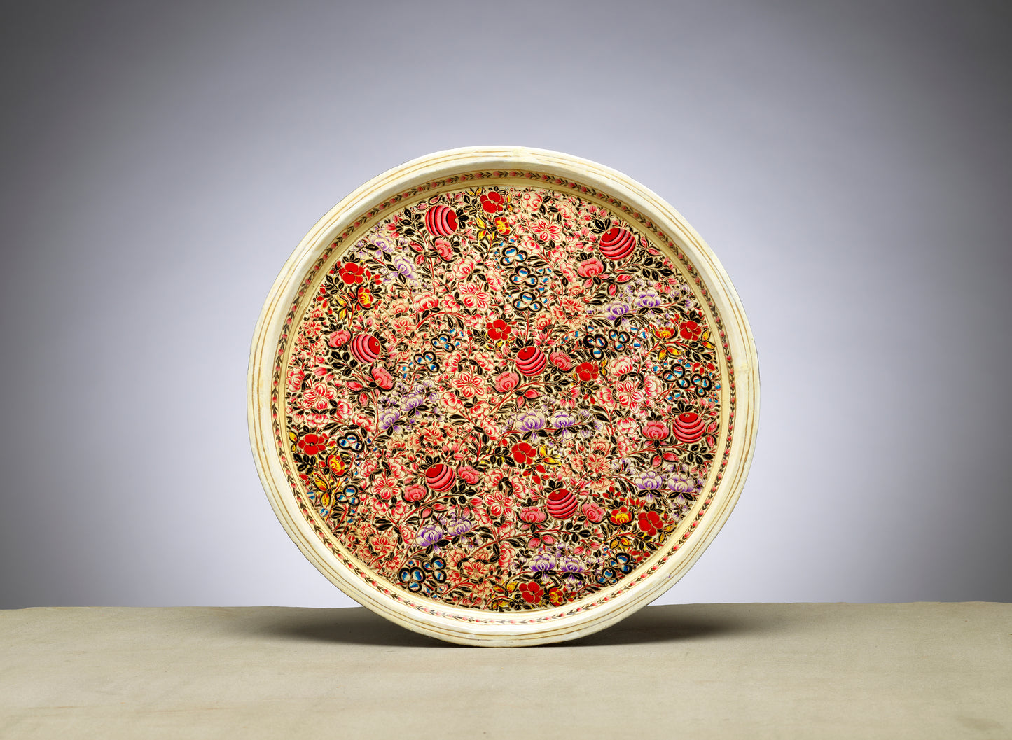 Hand-Painted Circular Tray 10" – Home Decor Accent