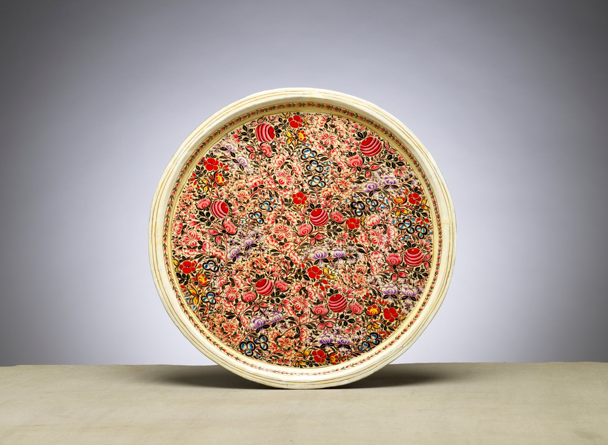 Hand-Painted Circular Tray 10" – Home Decor Accent