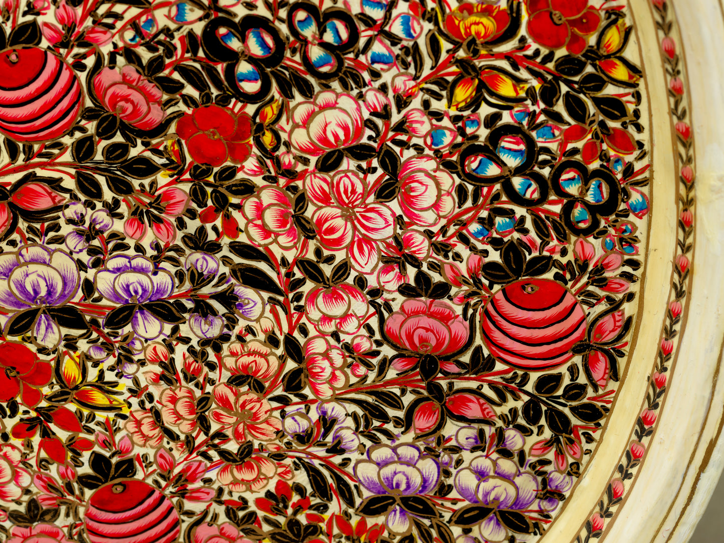 Hand-Painted Circular Tray 10" – Home Decor Accent