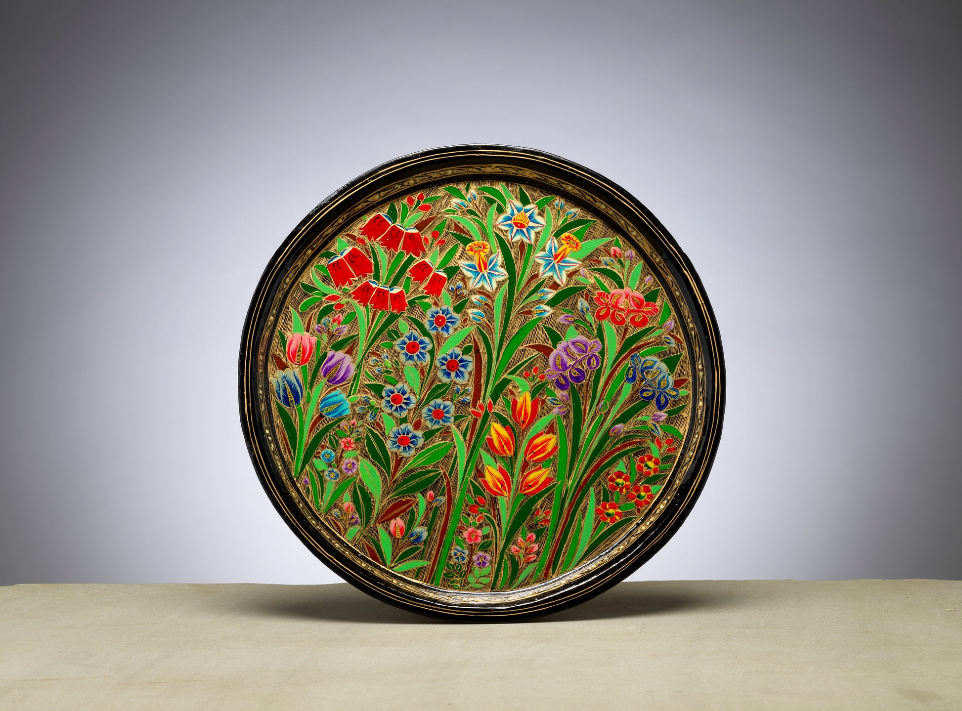 Hand-Painted Circular Tray 10" – Home Decor Accent