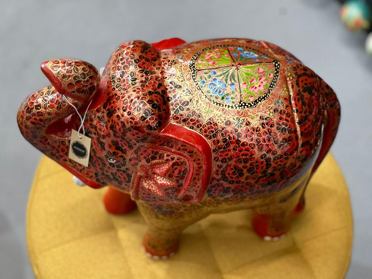 Enchanted Red Royal Elephant – A Majestic Home Decor Accent