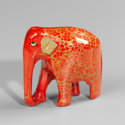 Wooden Stargazer Elephant - Red-Home Decor Accent