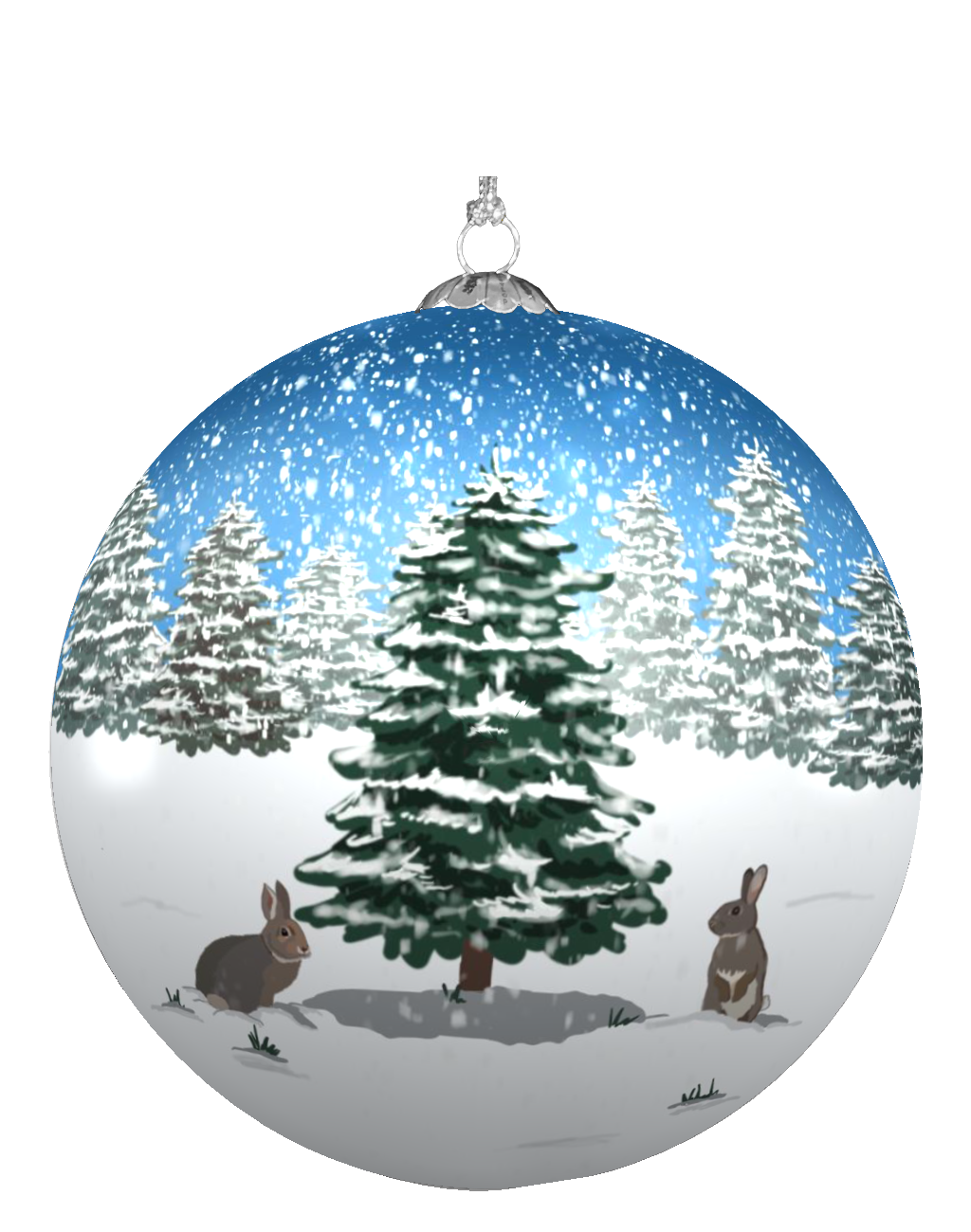 Snow Bunnies Christmas Bauble for Christmas tree decorations