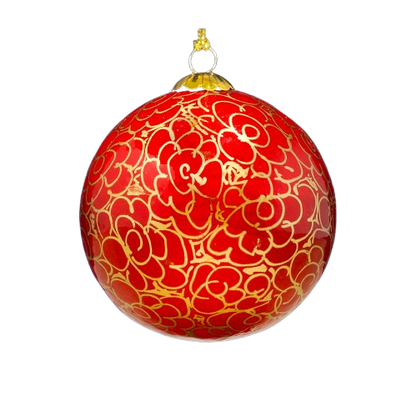 Enchanted Red & Gold Swirls - Christmas Bauble