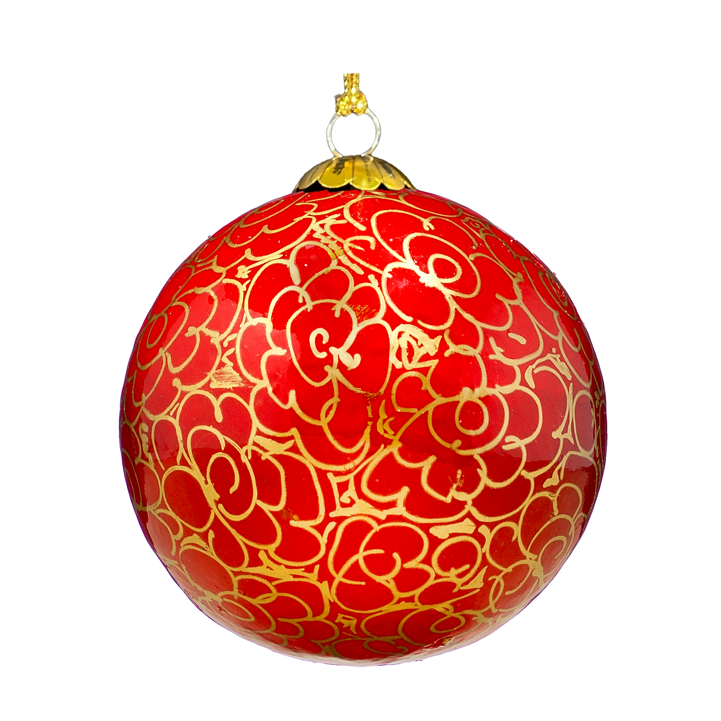 Red & Gold Swirl Christmas Decorations Bauble