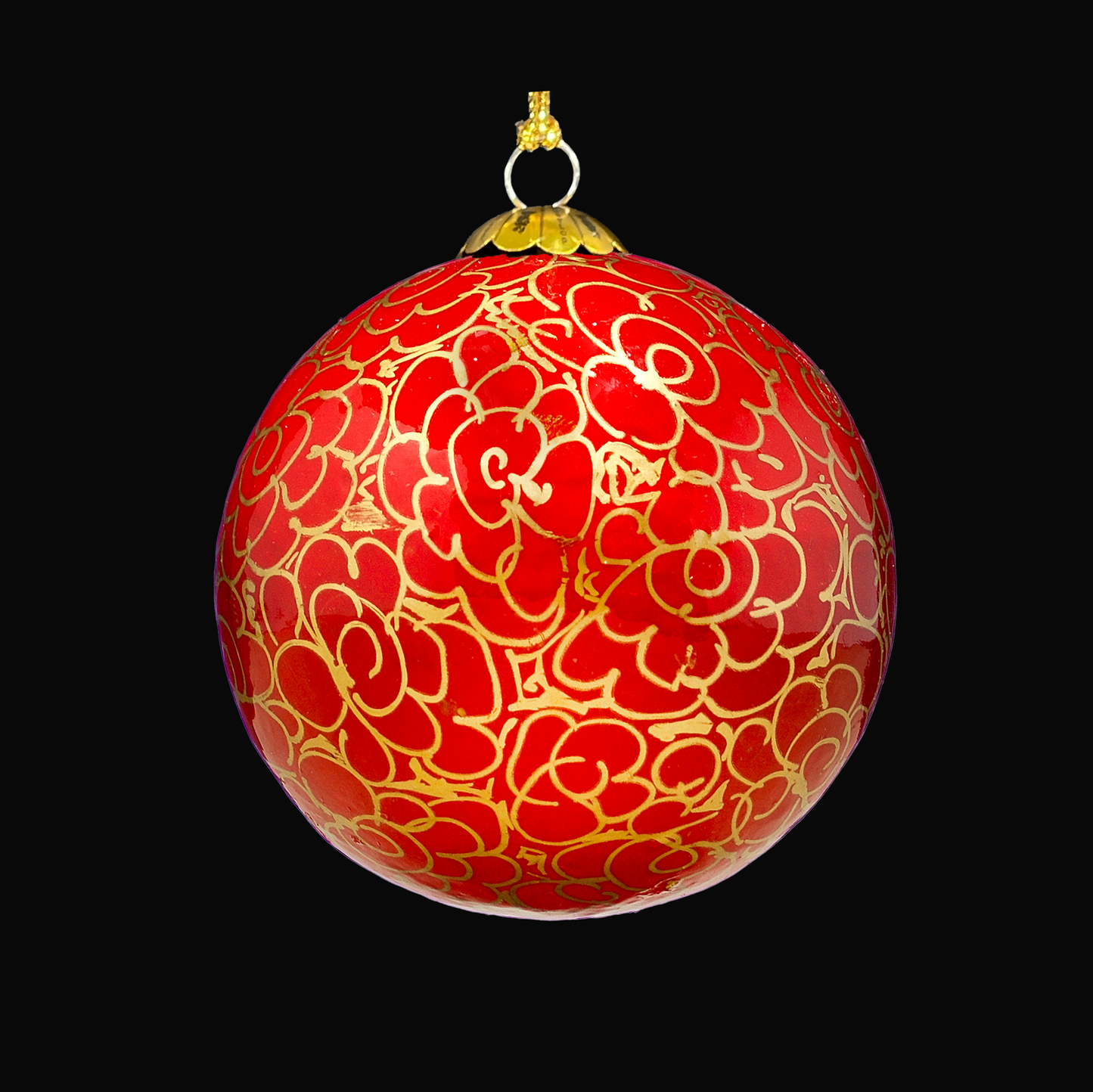 Red & Gold Swirl Christmas Decorations Bauble