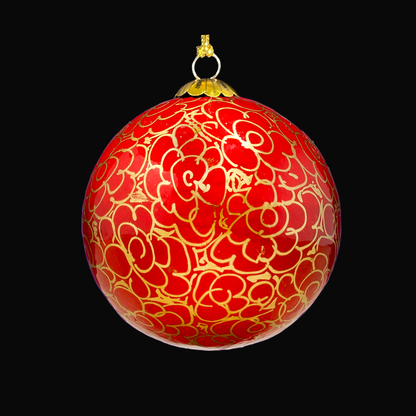 Red & Gold Swirl Christmas Decorations Bauble