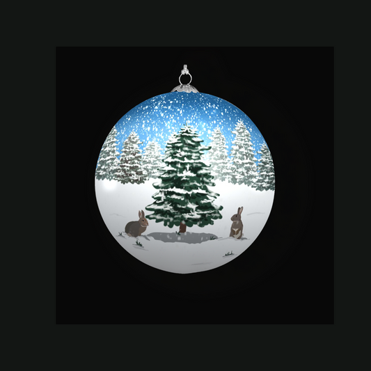 snow bunny handmade bauble for Christmas tree decorations, Seasonal decor