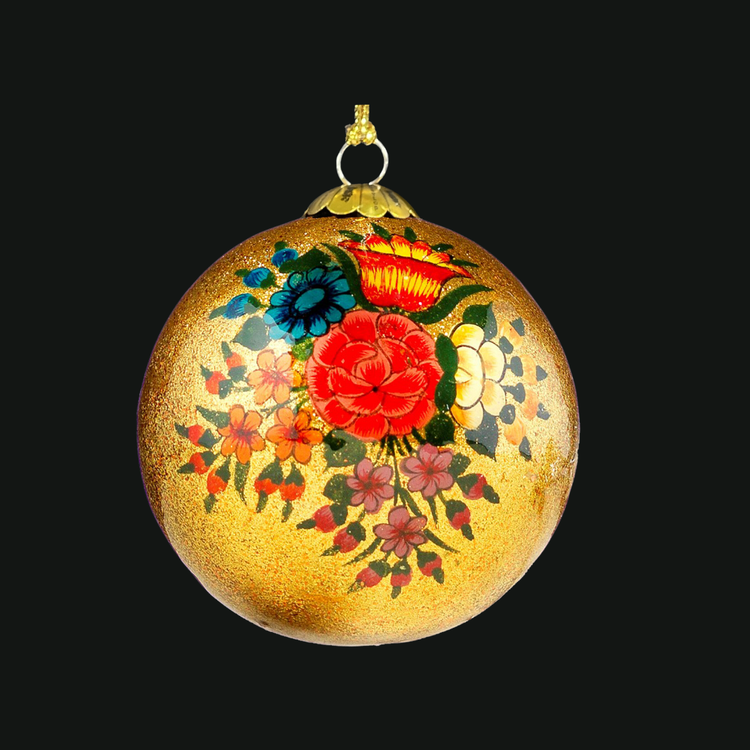 gold bloom handmade bauble for  Christmas tree decorations, seasonal decorations