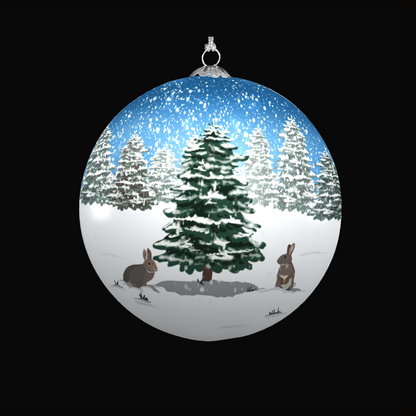 Snow Bunnies Christmas Bauble for Christmas tree decorations