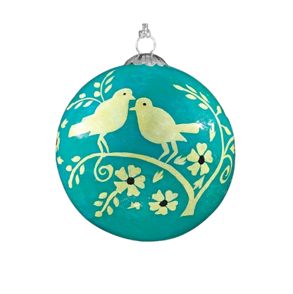 Turtle Doves Blue christmas bauble for Christmas tree decorations