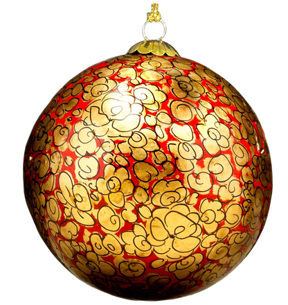 Enchanted Red Handcrafted Bauble | Intricate Kashmiri Hazarra Christmas Decorations