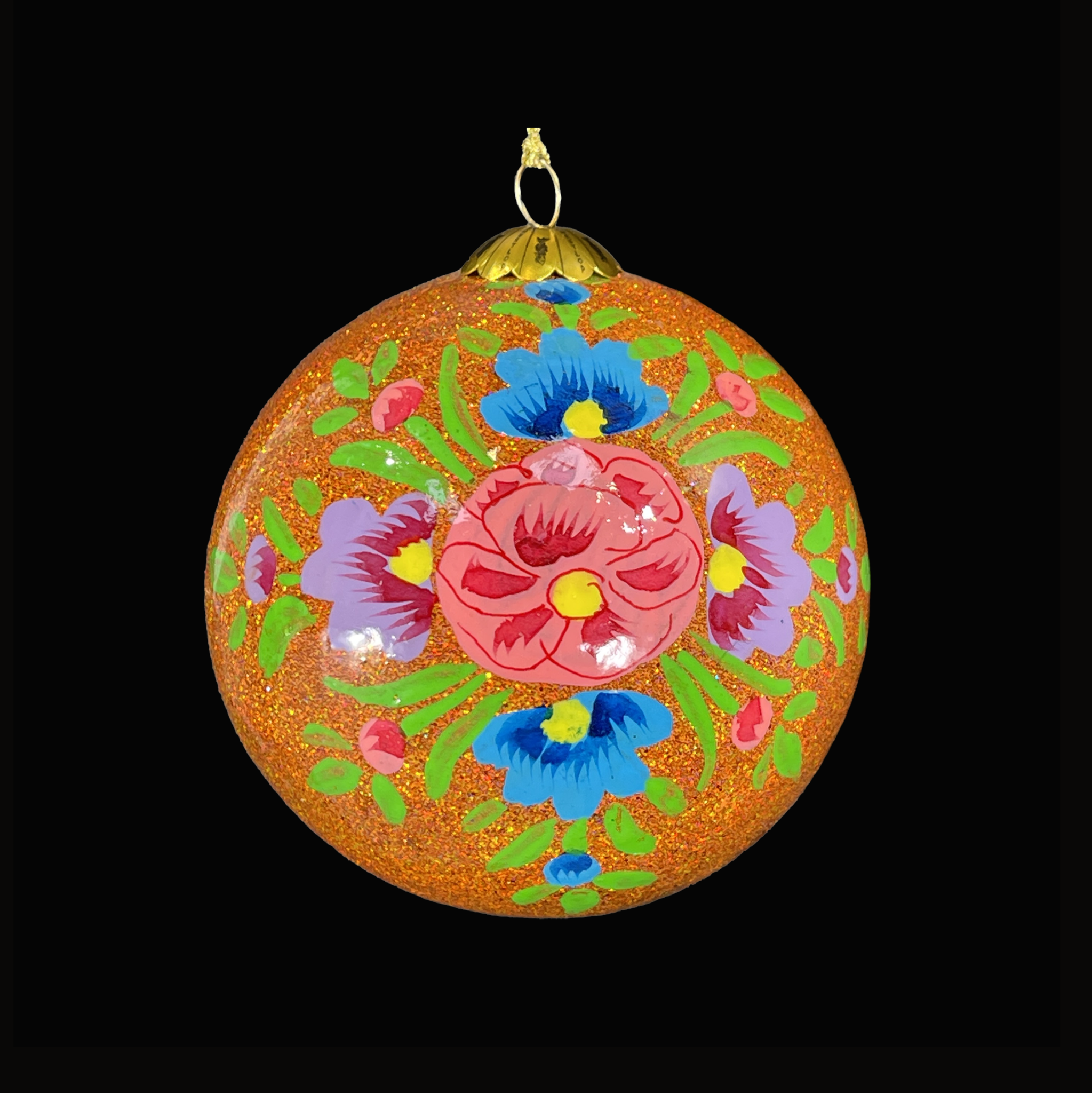 Alizeh Orange Bauble – Handmade Glitter Christmas Decorations