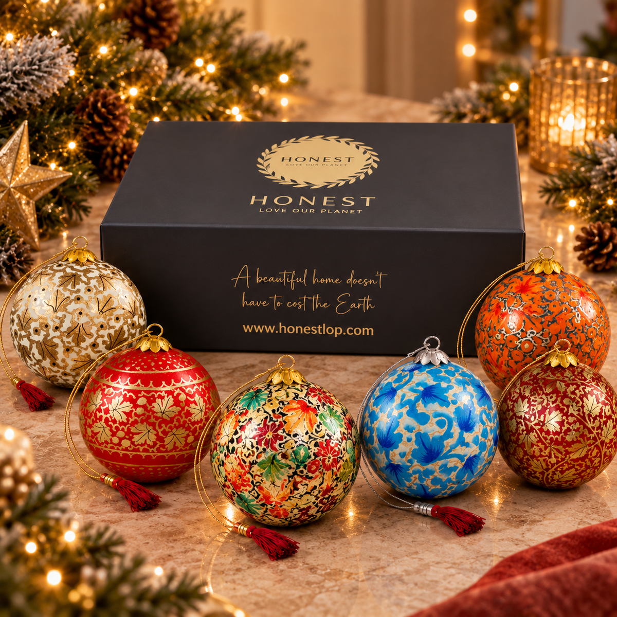 Luxury Box (Autumnal Collection) - Pack of 6 Handmade Baubles - Best Christmas Gift