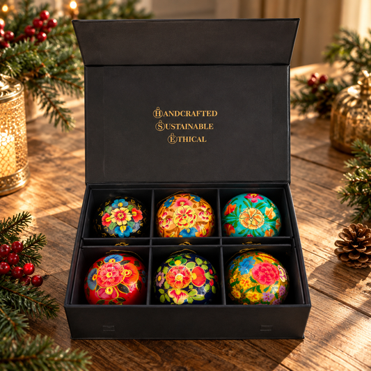 Luxury Box (Blooms Collection) - Pack of 6 Handmade Baubles - Best Christmas Gift