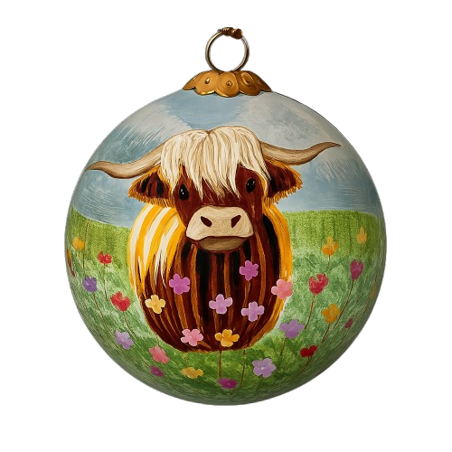 3-Inch Scottish Highland Cow Christmas Ornament – Handmade Decoration & Christmas Gift for Mom