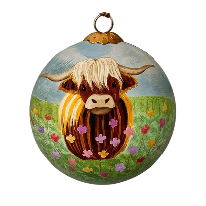 3-Inch Scottish Highland Cow Christmas Ornament – Handmade Decoration & Christmas Gift for Mom