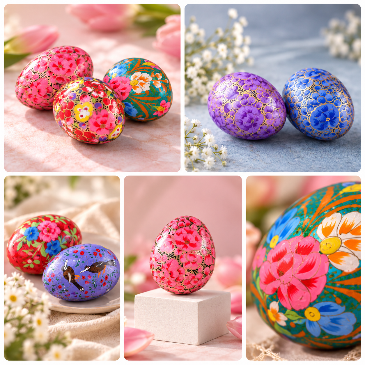 Assorted set of 5 Easter Egg Collection – - 3 Inch Sustainable Easter Décor by HONEST