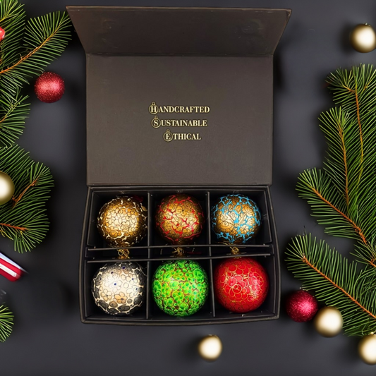 Luxury Box (Enchanted-1 Collection) - Pack of 6 Handmade Baubles - Best Christmas Gift