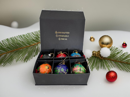 Luxury Box of 6 Handmade Baubles -Best Christmas Gifts