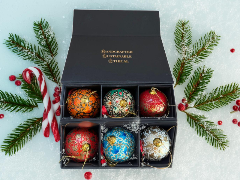 Luxury Box of 6 Handmade Baubles -Best Christmas Gifts