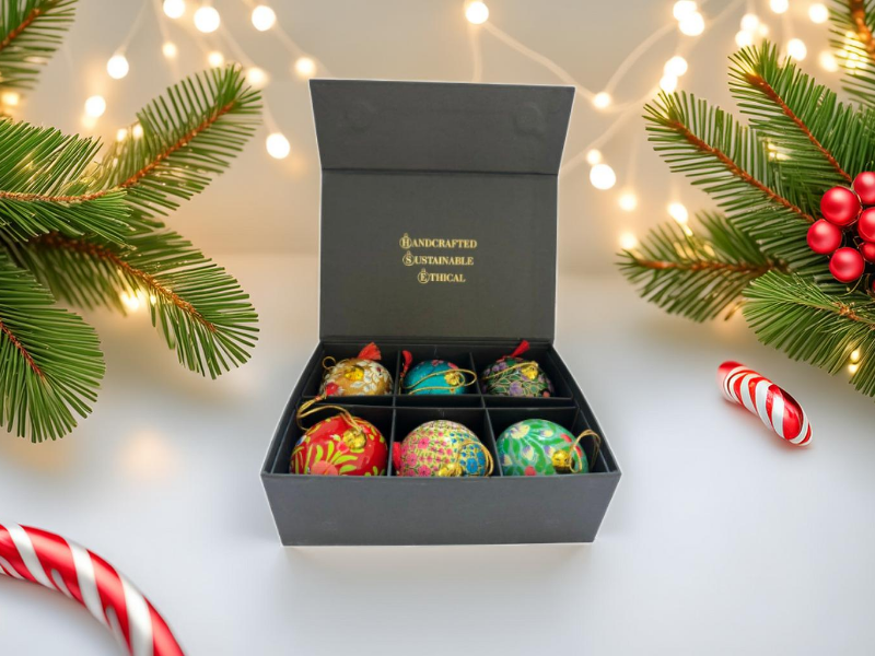 Luxury Box of 6 Handmade Baubles -Best Christmas Gifts