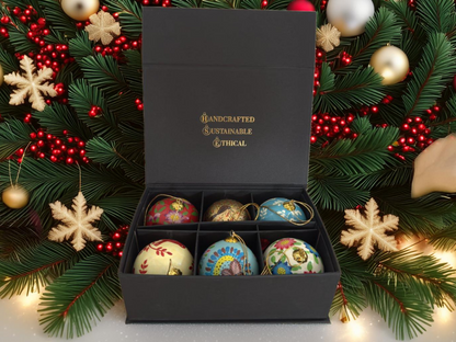 Luxury Box of 6 Handmade Baubles -Best Christmas Gifts