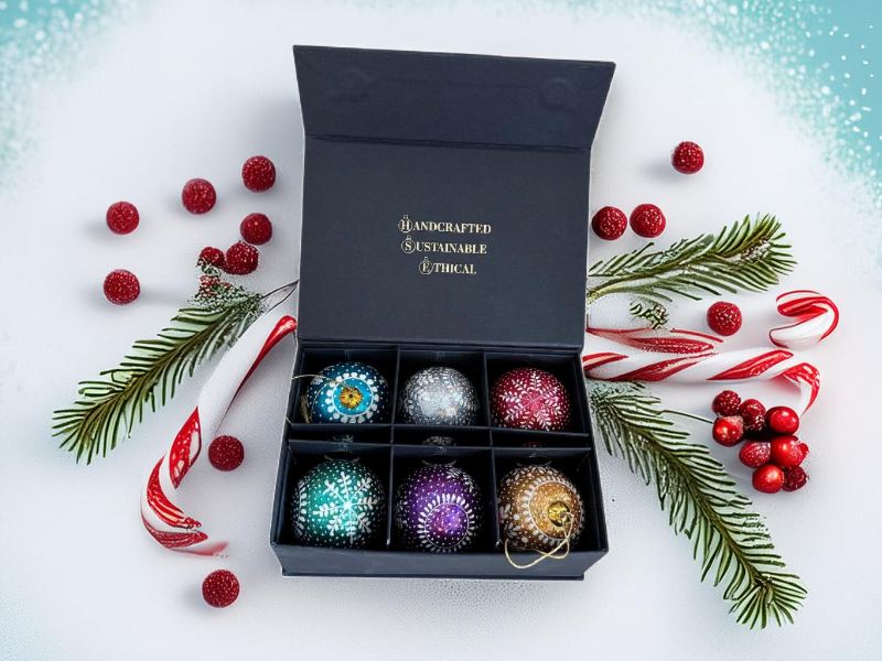 Luxury Box of 6 Handmade Baubles -Best Christmas Gifts