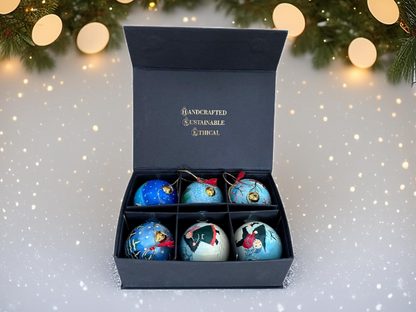 Luxury Box of 6 Handmade Baubles -Best Christmas Gifts