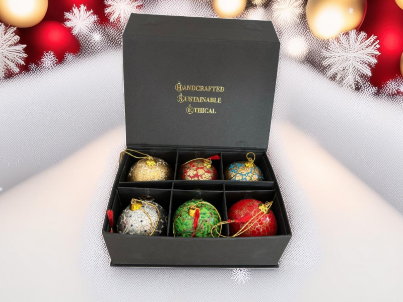 Luxury Box of 6 Handmade Baubles -Best Christmas Gifts