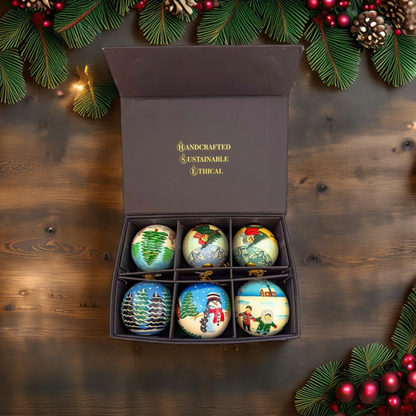 Luxury Box of 6 Handmade Baubles -Best Christmas Gifts