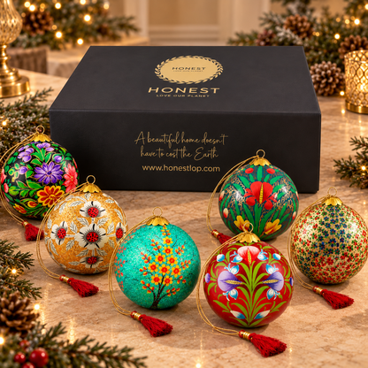 Luxury Box (Floral Collection) - Pack of 6 Handmade Baubles - Luxury Christmas Gift
